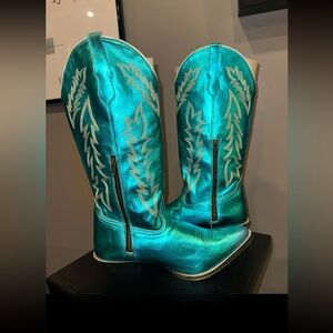 Metallic Teal Western Cowboy Boots